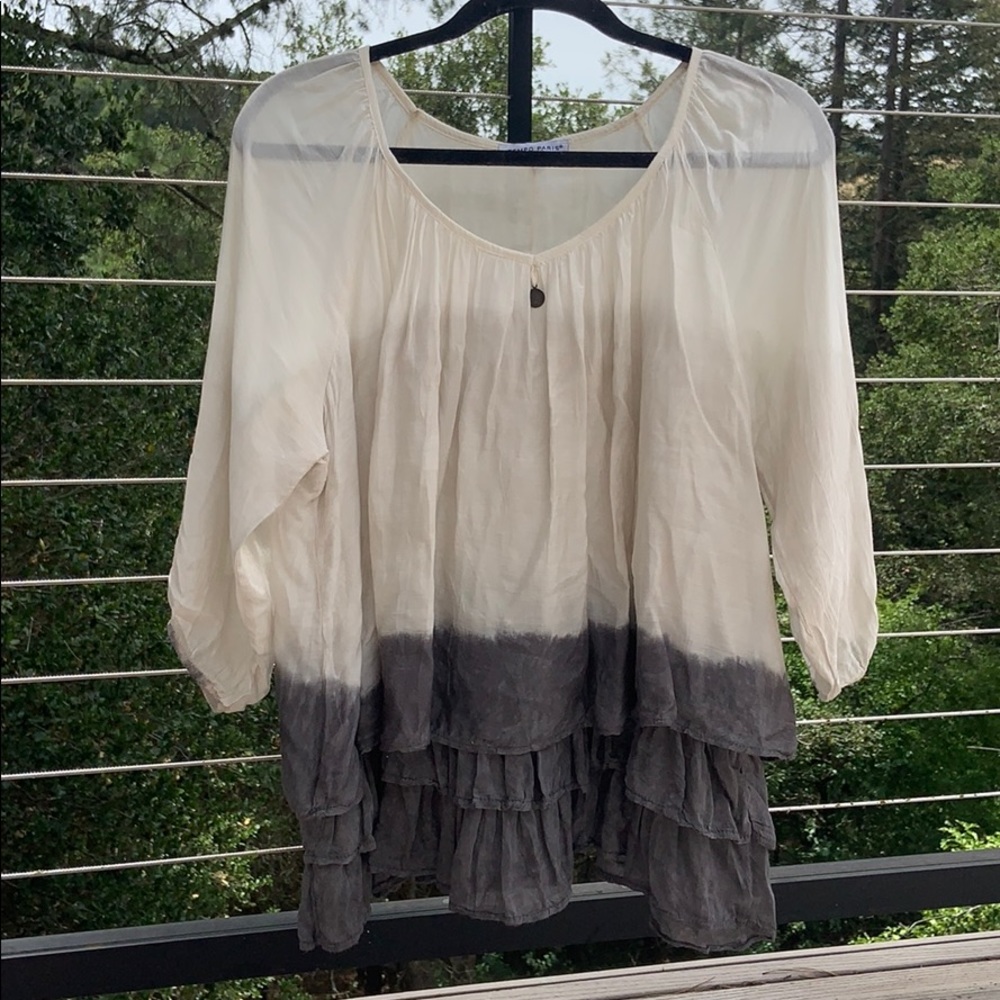 Tempo Paris Long Sleeve Tiered Ombré Blouse